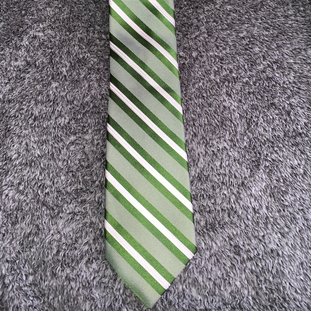 EXPRESS Design Studio Mens Green White Silk Tie NWT